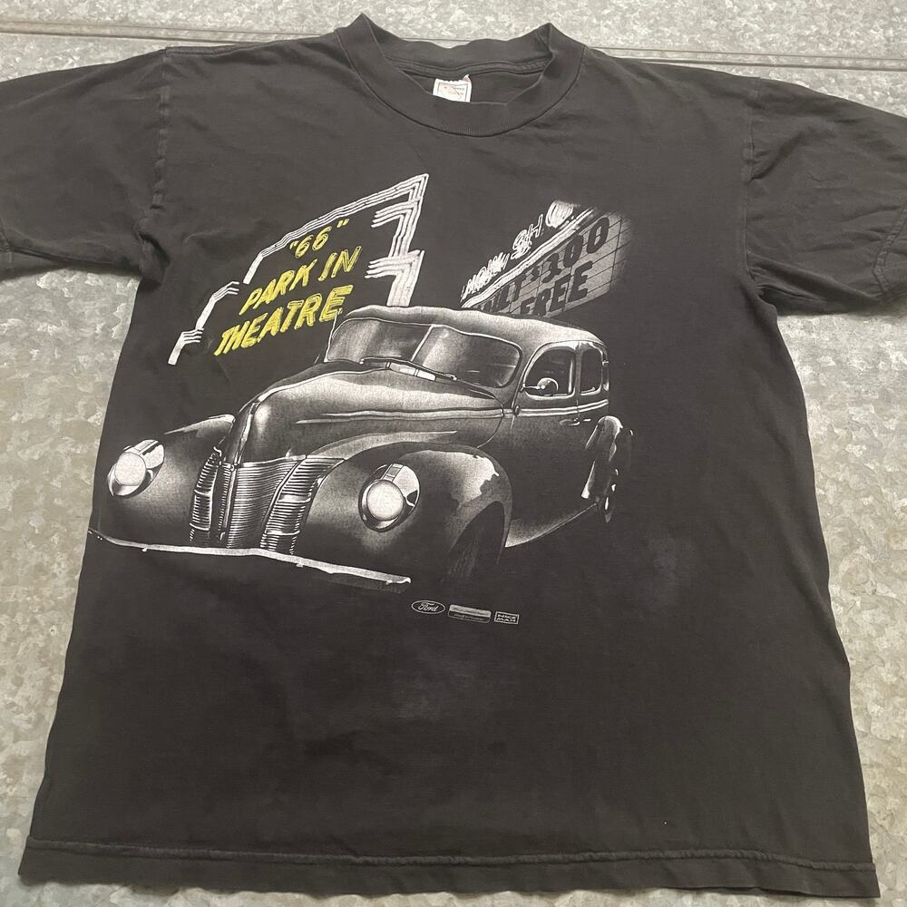 Vintage Ford Hot Rod 66 Park Drive In Movie Theatre Shirt Mens Large Nostalgia